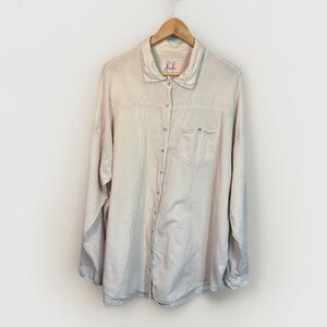 Pete Greta Top M Beige Gauze Button Front Shirt Oversized Casual Minimalist